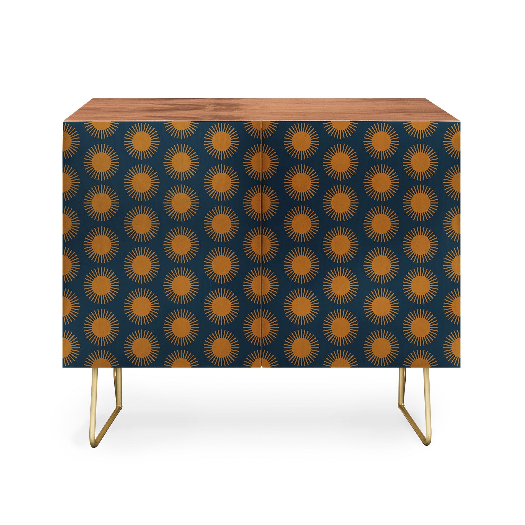 Colour Poems Cheerful Sun Pattern Navy Blue Credenza