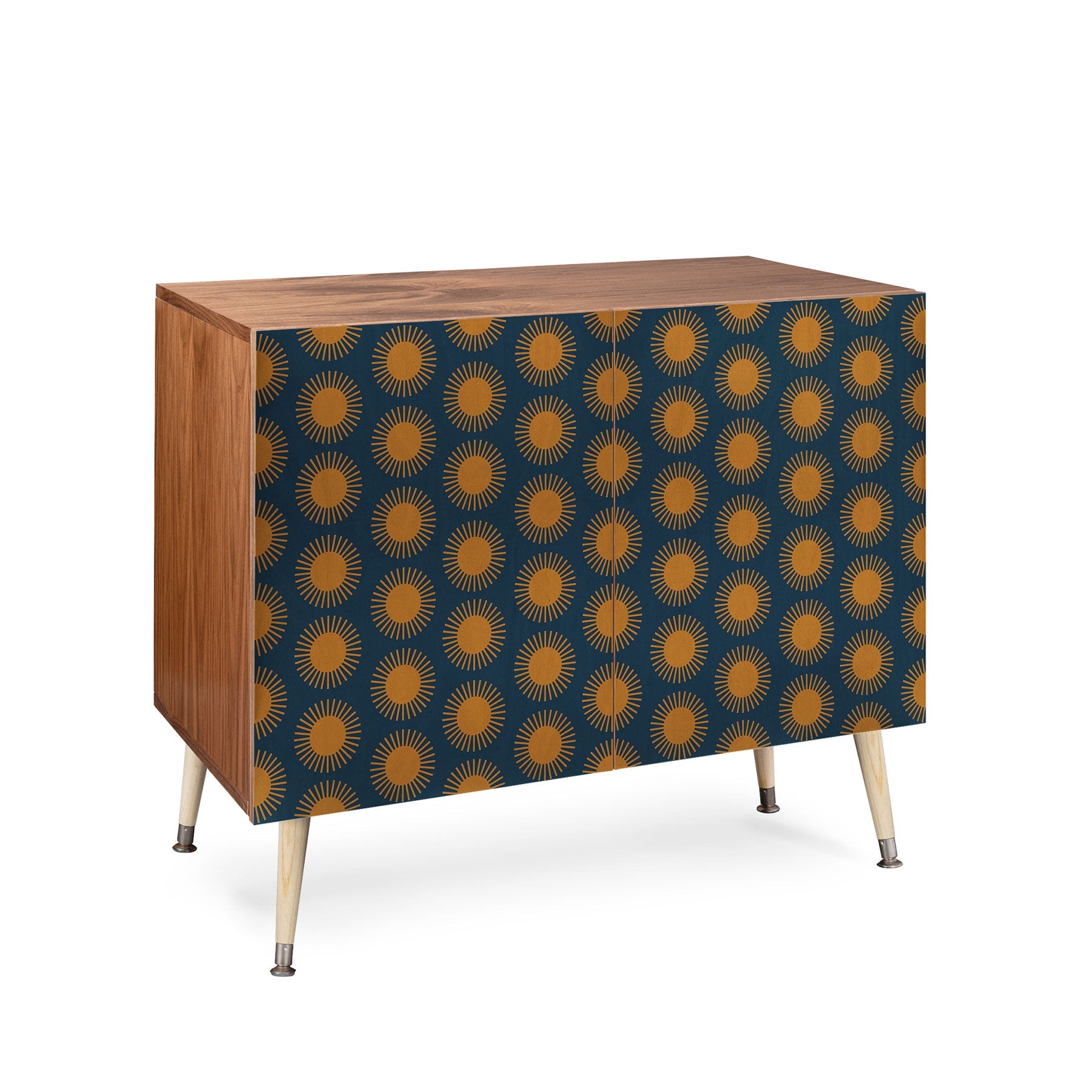 Colour Poems Cheerful Sun Pattern Navy Blue Credenza