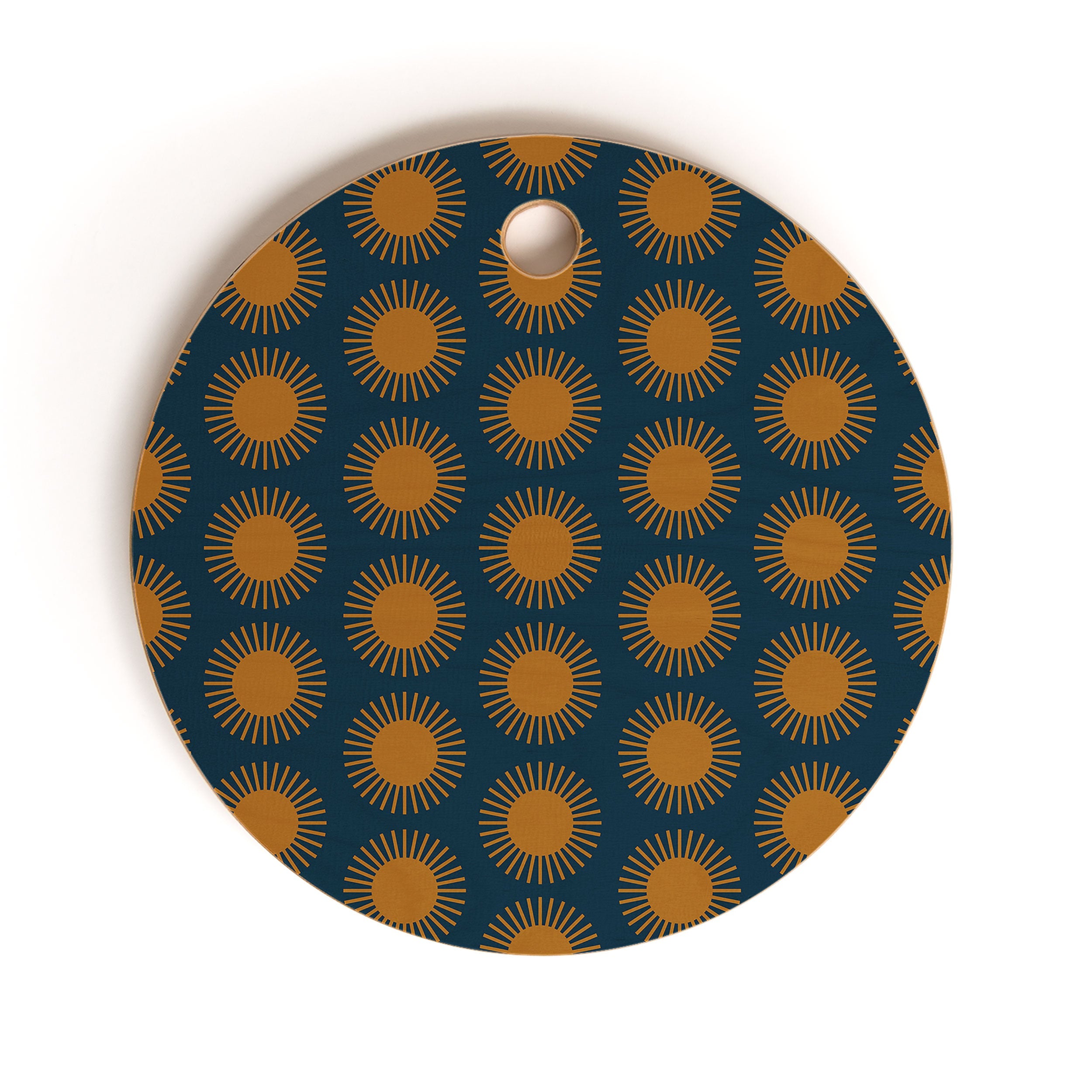 Colour Poems Cheerful Sun Pattern Navy Blue Cutting Board Round