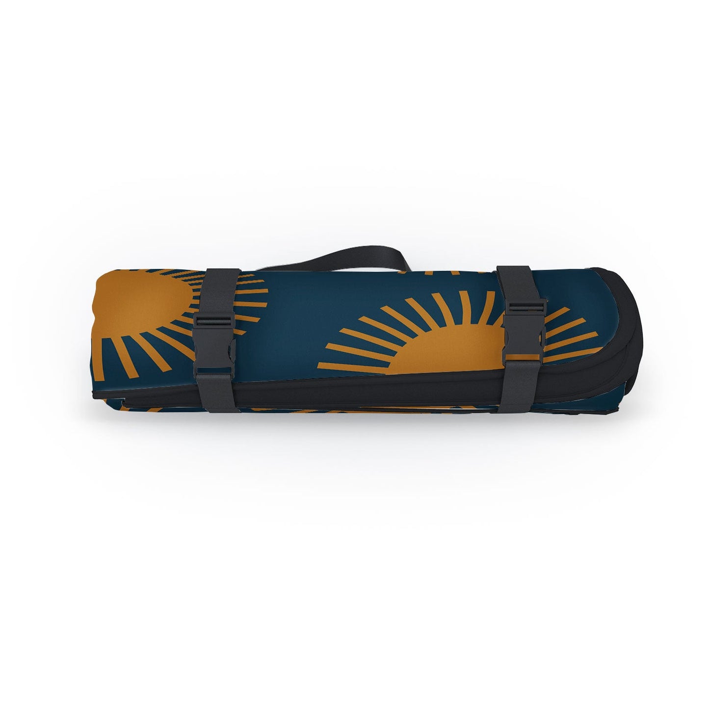 Colour Poems Cheerful Sun Pattern Navy Blue Picnic Blanket