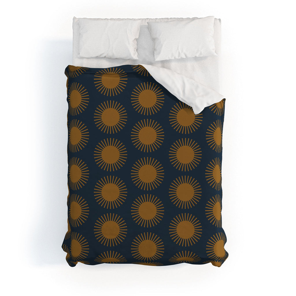 Colour Poems Cheerful Sun Pattern Navy Blue Duvet Cover