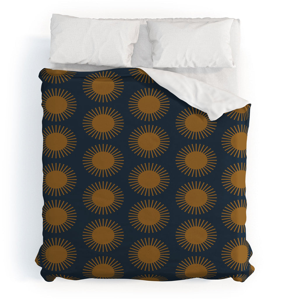 Colour Poems Cheerful Sun Pattern Navy Blue Duvet Cover