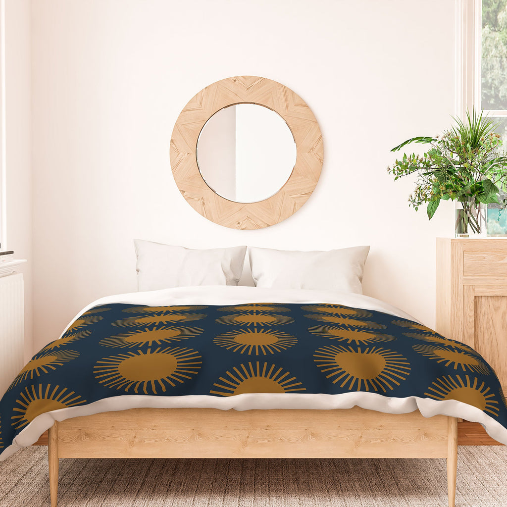 Colour Poems Cheerful Sun Pattern Navy Blue Duvet Cover