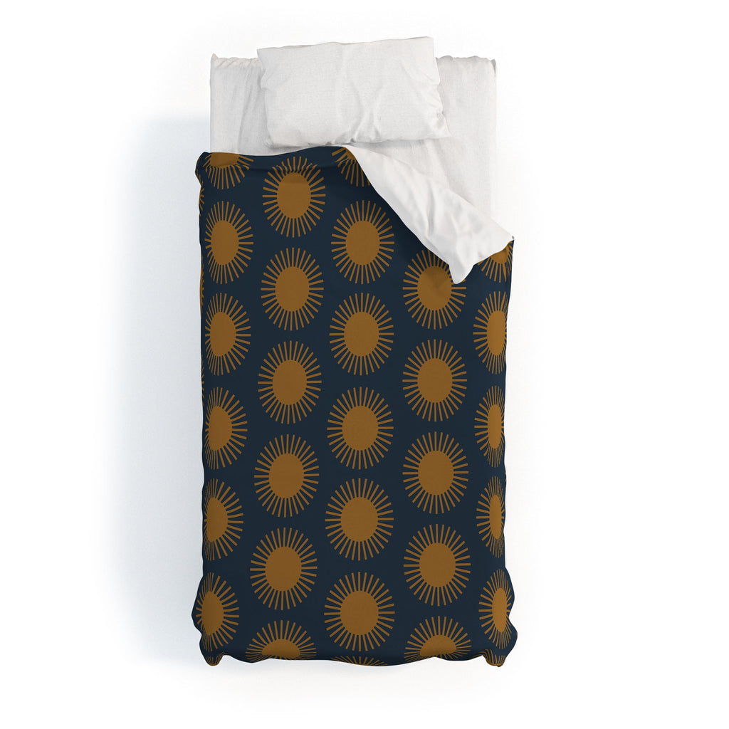 Colour Poems Cheerful Sun Pattern Navy Blue Duvet Cover