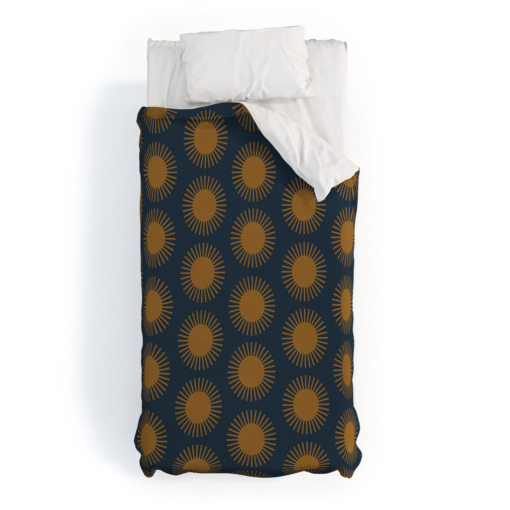 Colour Poems Cheerful Sun Pattern Navy Blue Duvet Cover