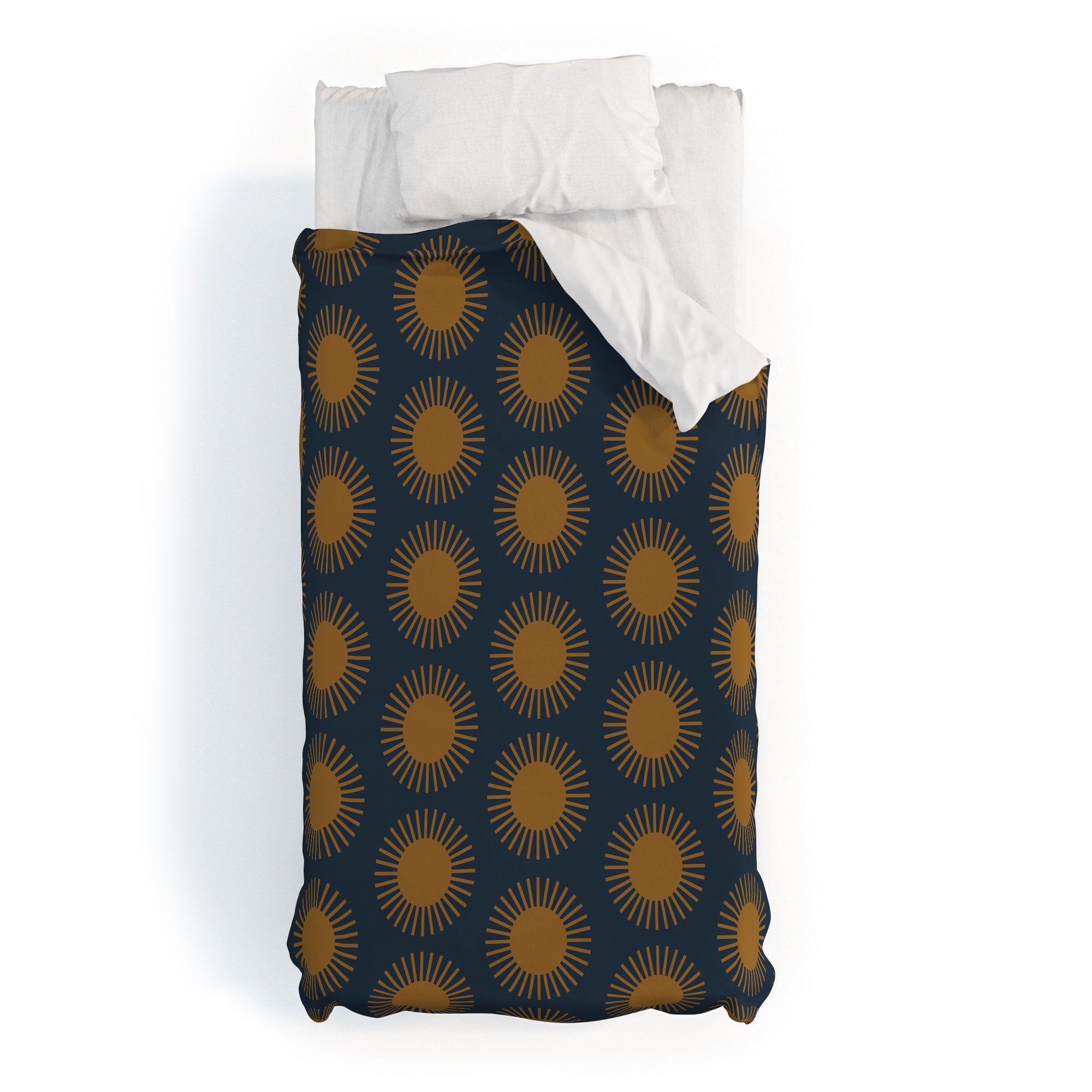 Colour Poems Cheerful Sun Pattern Navy Blue Duvet Cover