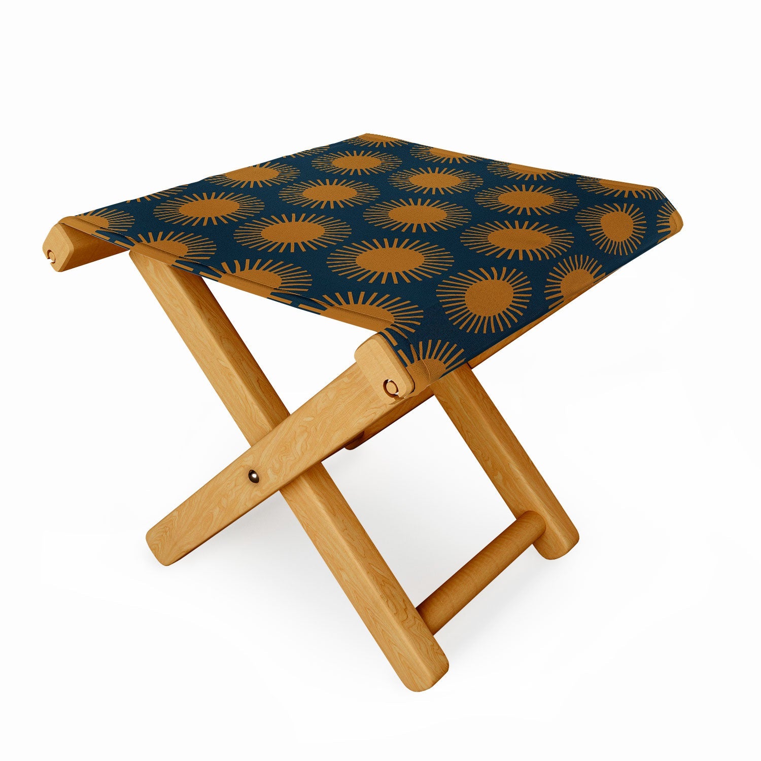Colour Poems Cheerful Sun Pattern Navy Blue Folding Stool
