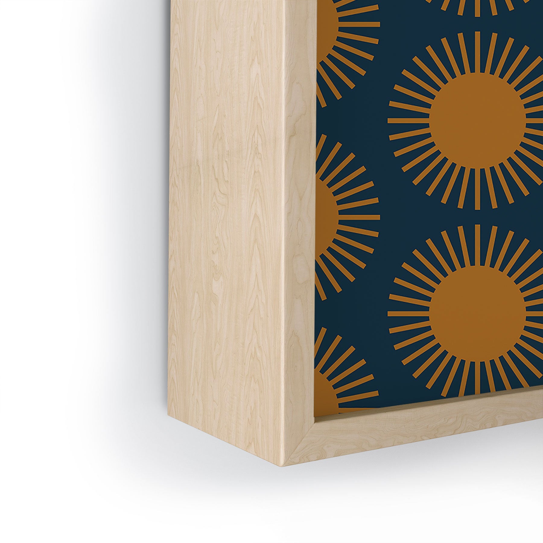 Colour Poems Cheerful Sun Pattern Navy Blue Framed Mini Art Print