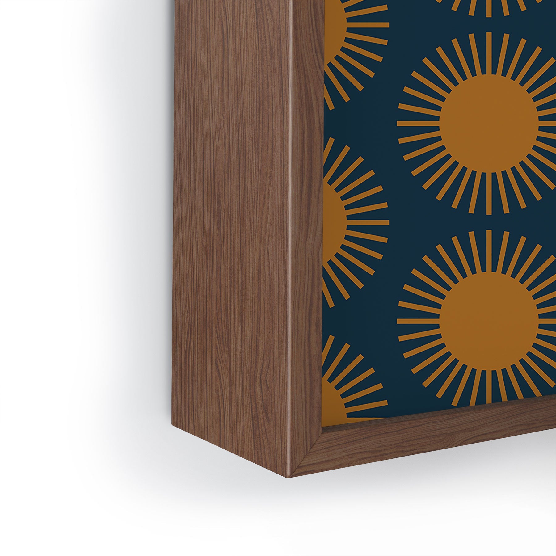Colour Poems Cheerful Sun Pattern Navy Blue Framed Mini Art Print