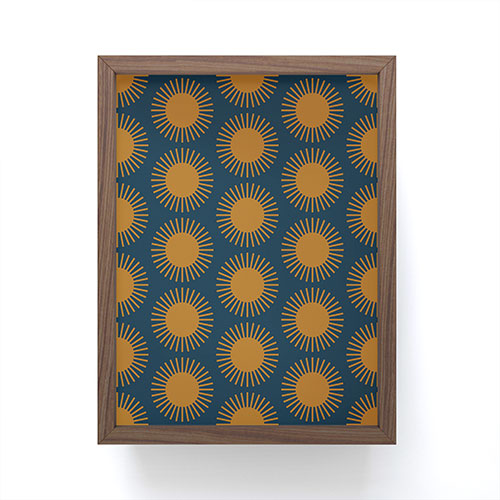 Colour Poems Cheerful Sun Pattern Navy Blue Framed Mini Art Print