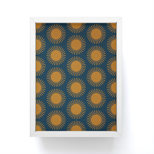 Colour Poems Cheerful Sun Pattern Navy Blue Framed Mini Art Print
