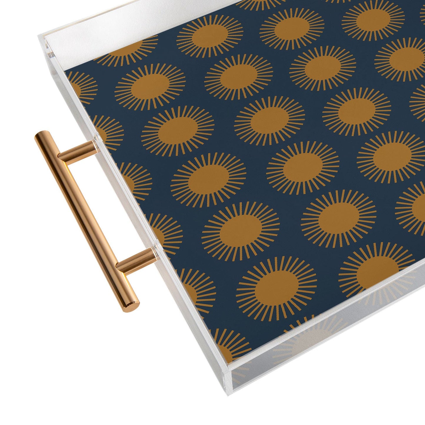 Colour Poems Cheerful Sun Pattern Navy Blue Acrylic Tray