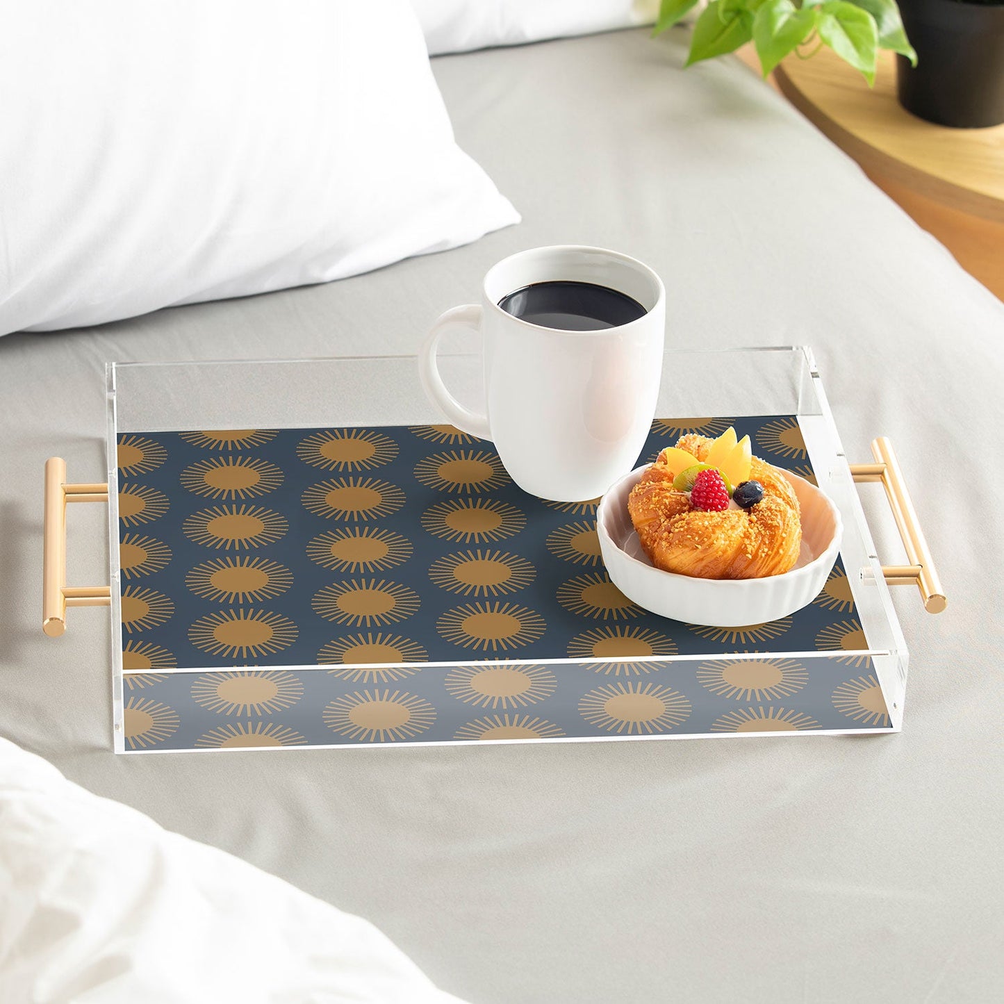 Colour Poems Cheerful Sun Pattern Navy Blue Acrylic Tray