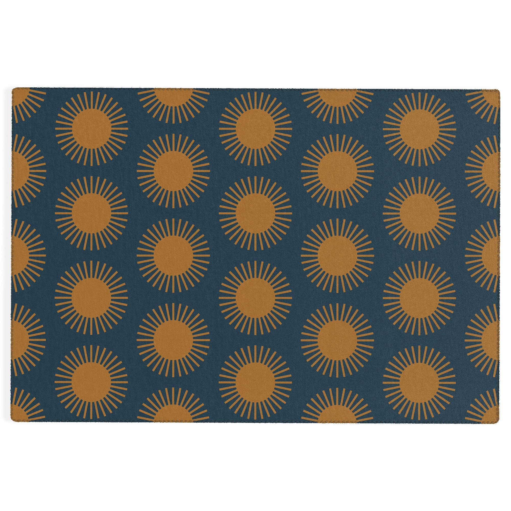 Colour Poems Cheerful Sun Pattern Navy Blue Outdoor Rug