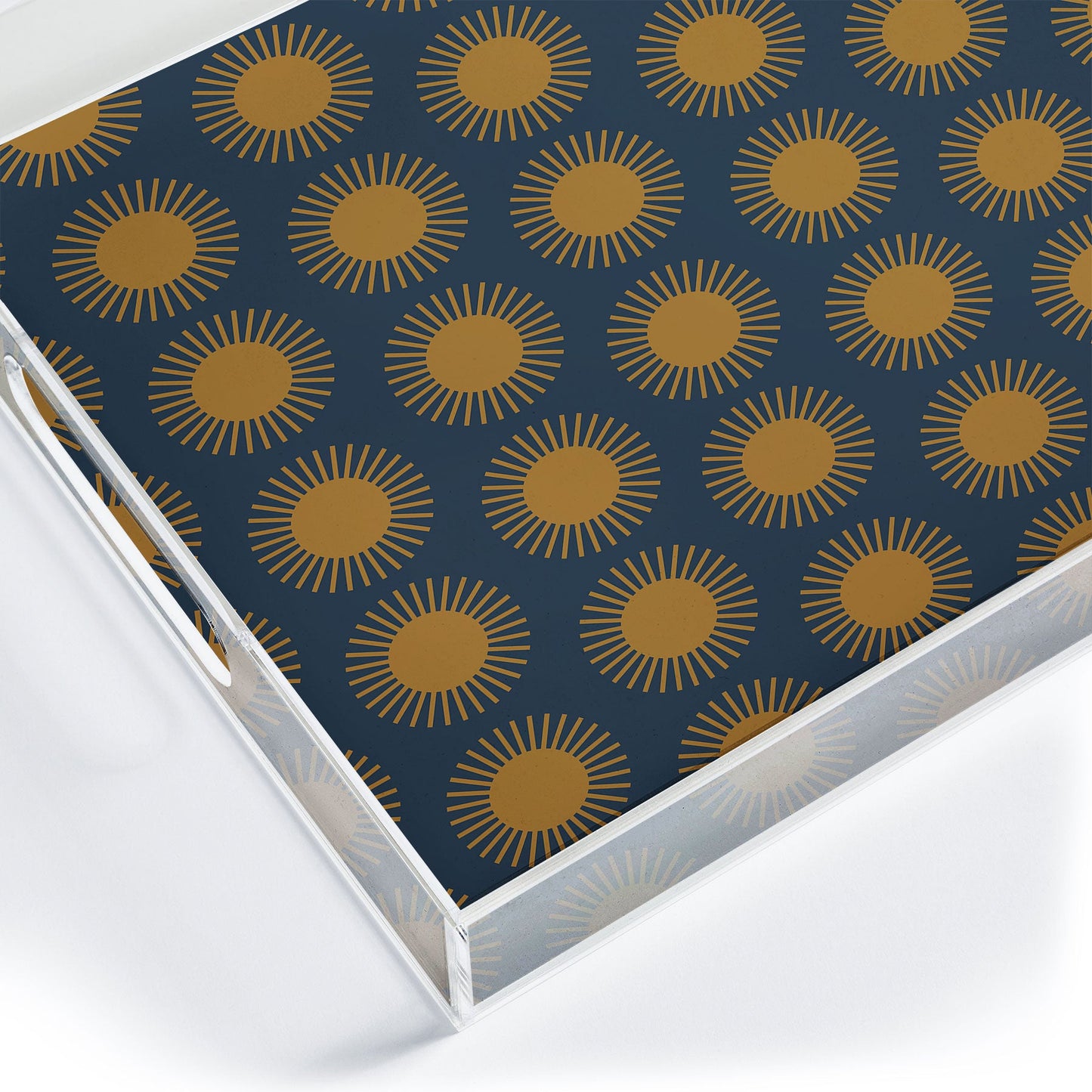 Colour Poems Cheerful Sun Pattern Navy Blue Acrylic Tray