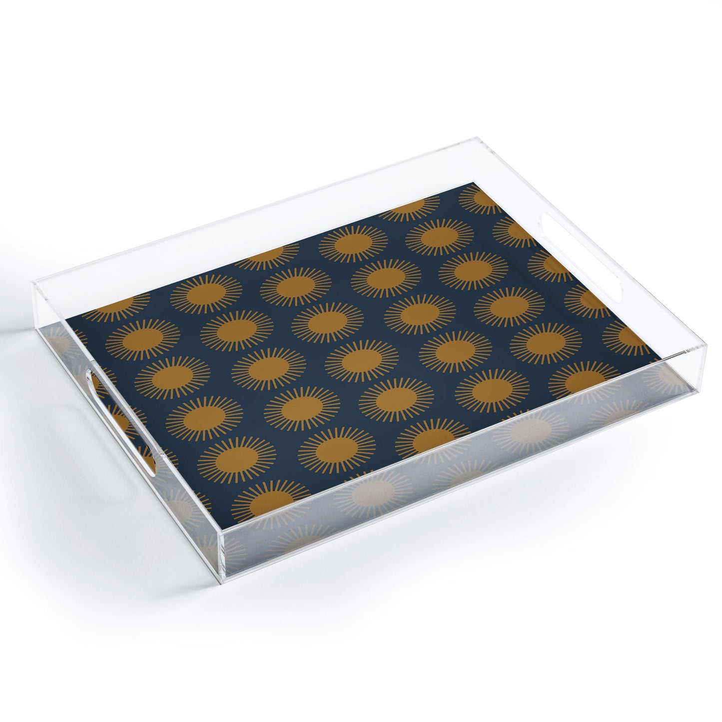 Colour Poems Cheerful Sun Pattern Navy Blue Acrylic Tray