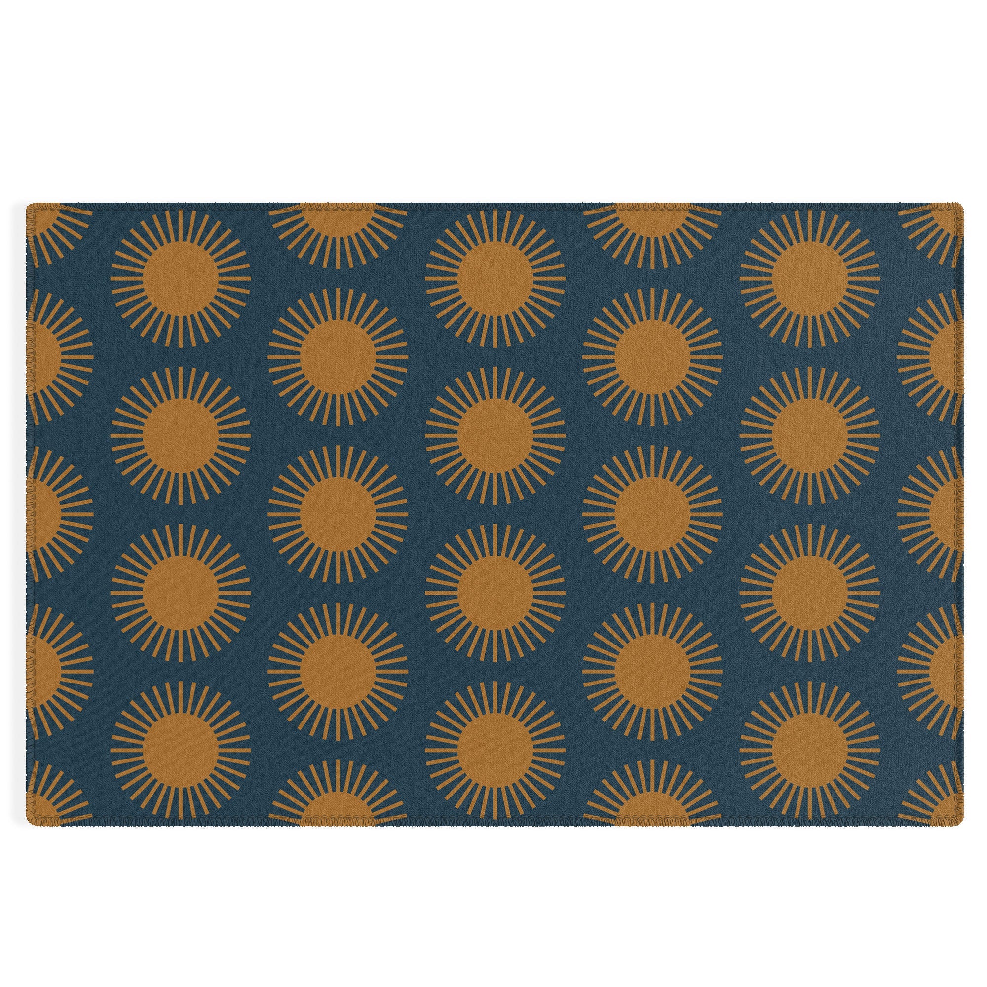 Colour Poems Cheerful Sun Pattern Navy Blue Outdoor Rug