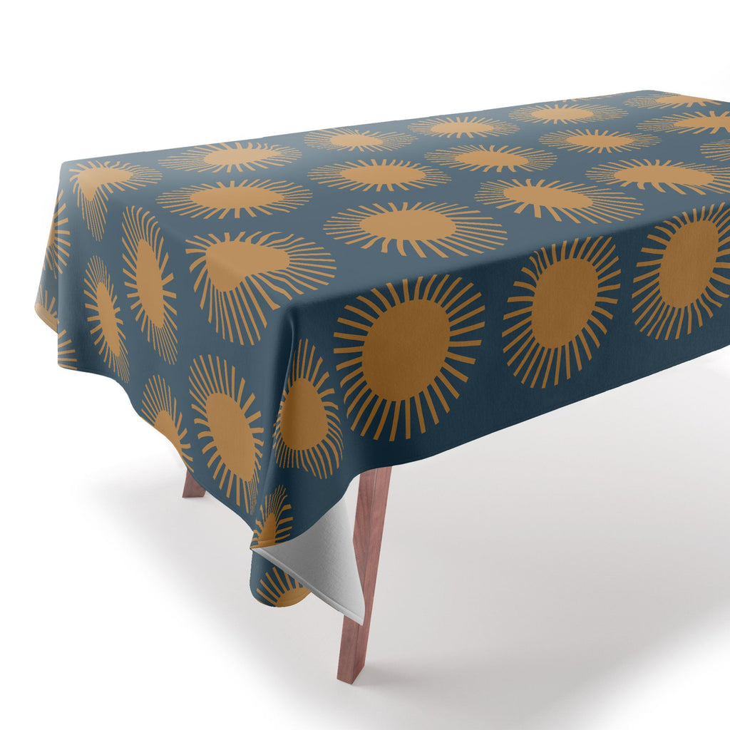 Colour Poems Cheerful Sun Pattern Navy Blue Tablecloth