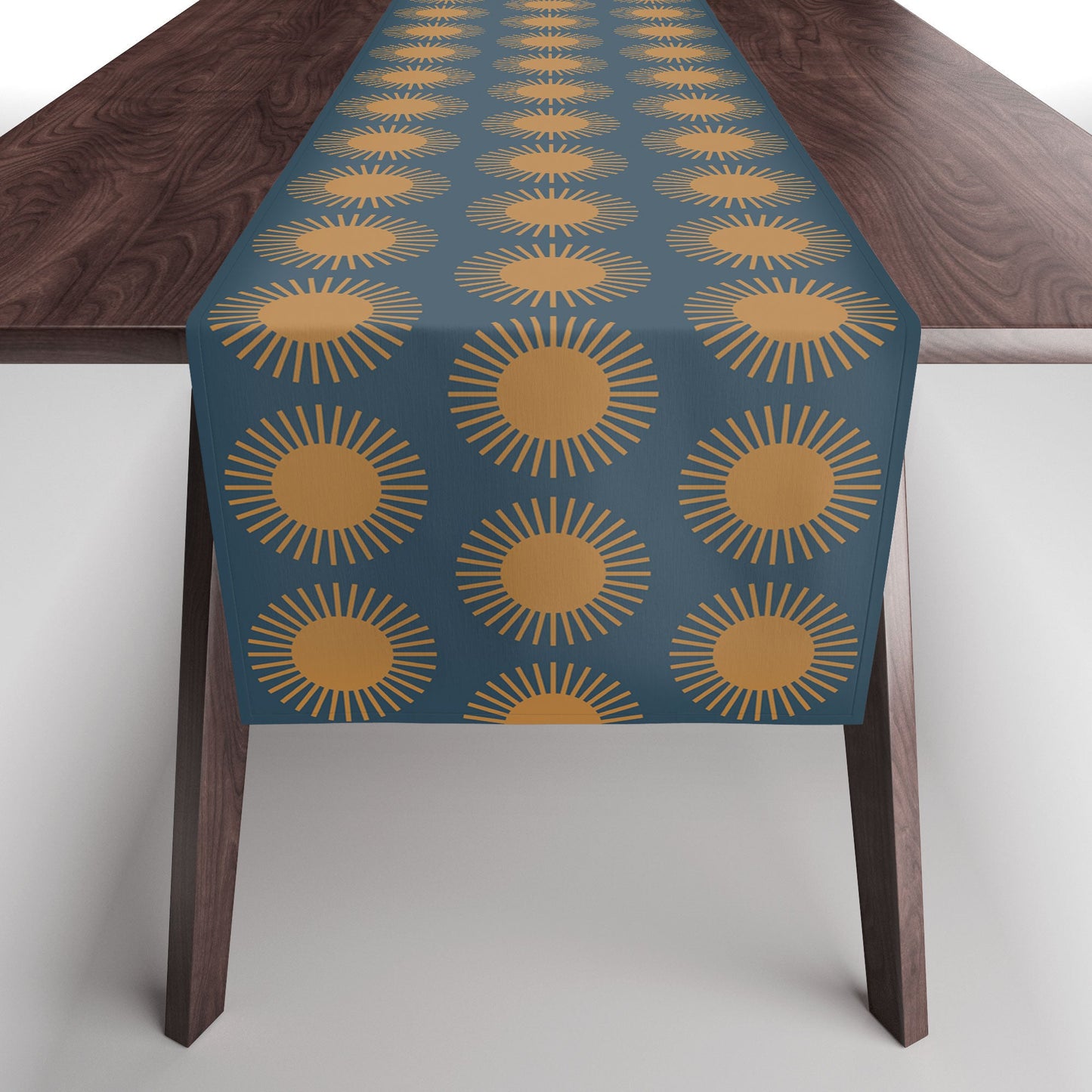 Colour Poems Cheerful Sun Pattern Navy Blue Table Runner