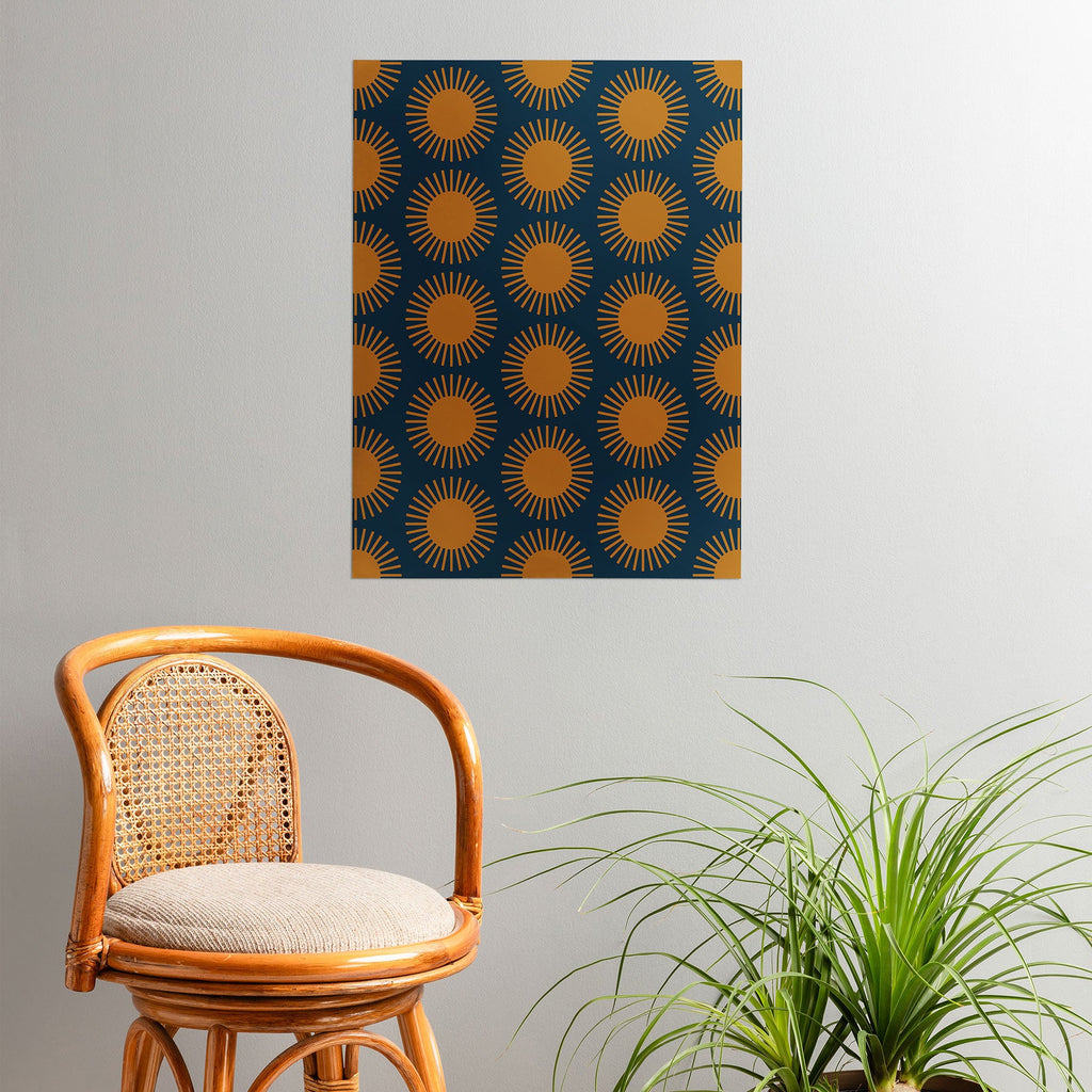 Colour Poems Cheerful Sun Pattern Navy Blue Poster