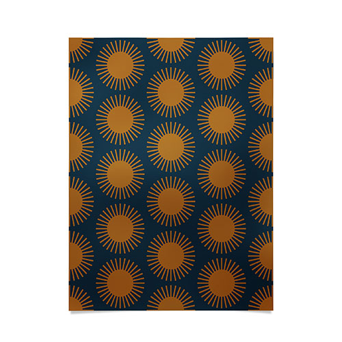 Colour Poems Cheerful Sun Pattern Navy Blue Poster