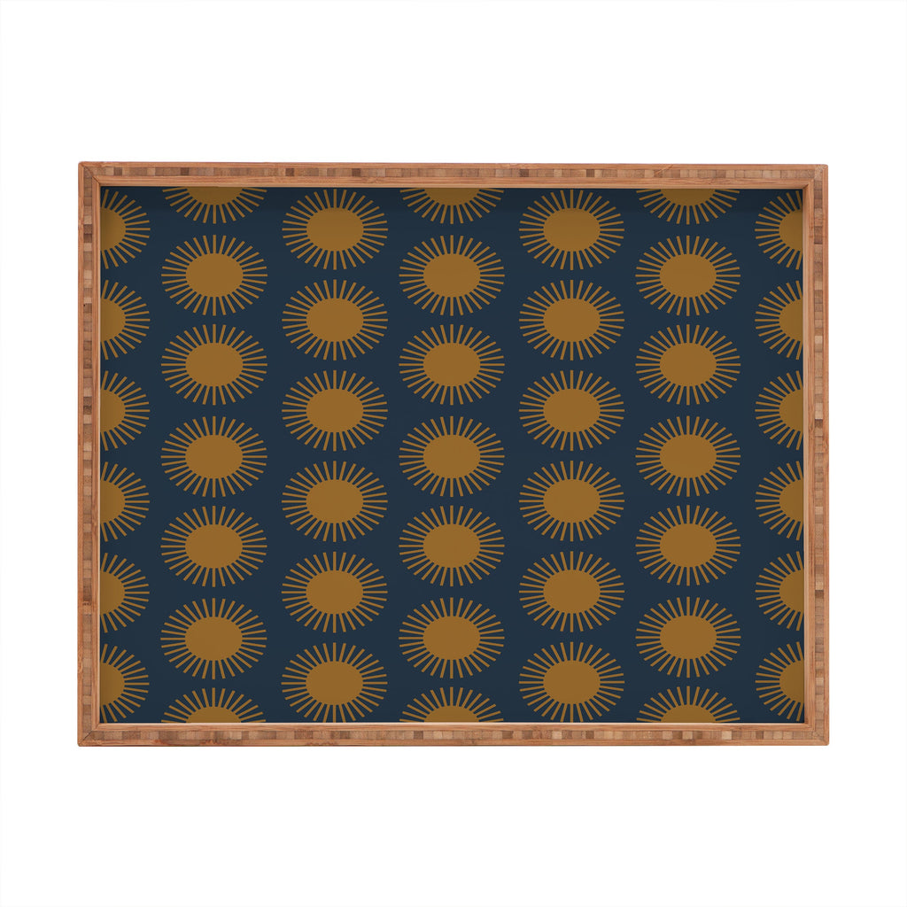 Colour Poems Cheerful Sun Pattern Navy Blue Rectangular Tray