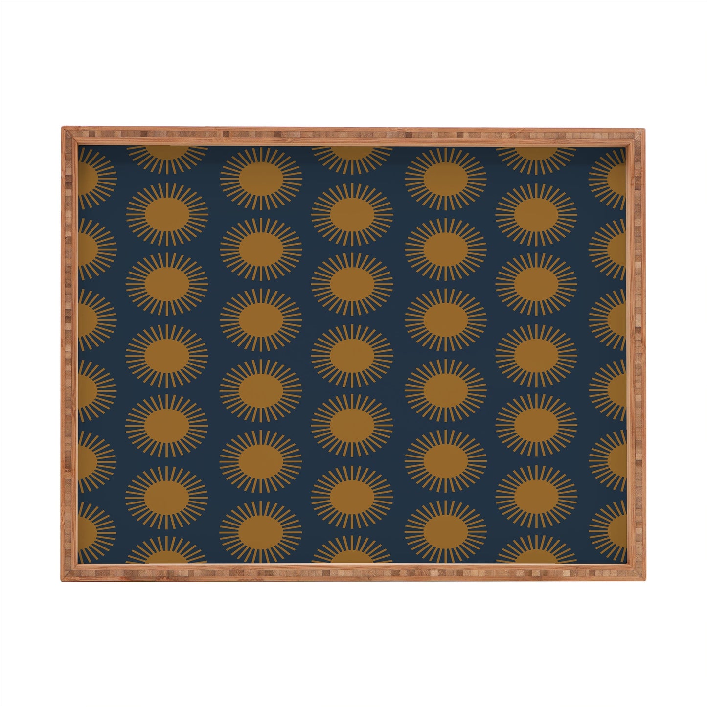 Colour Poems Cheerful Sun Pattern Navy Blue Rectangular Tray