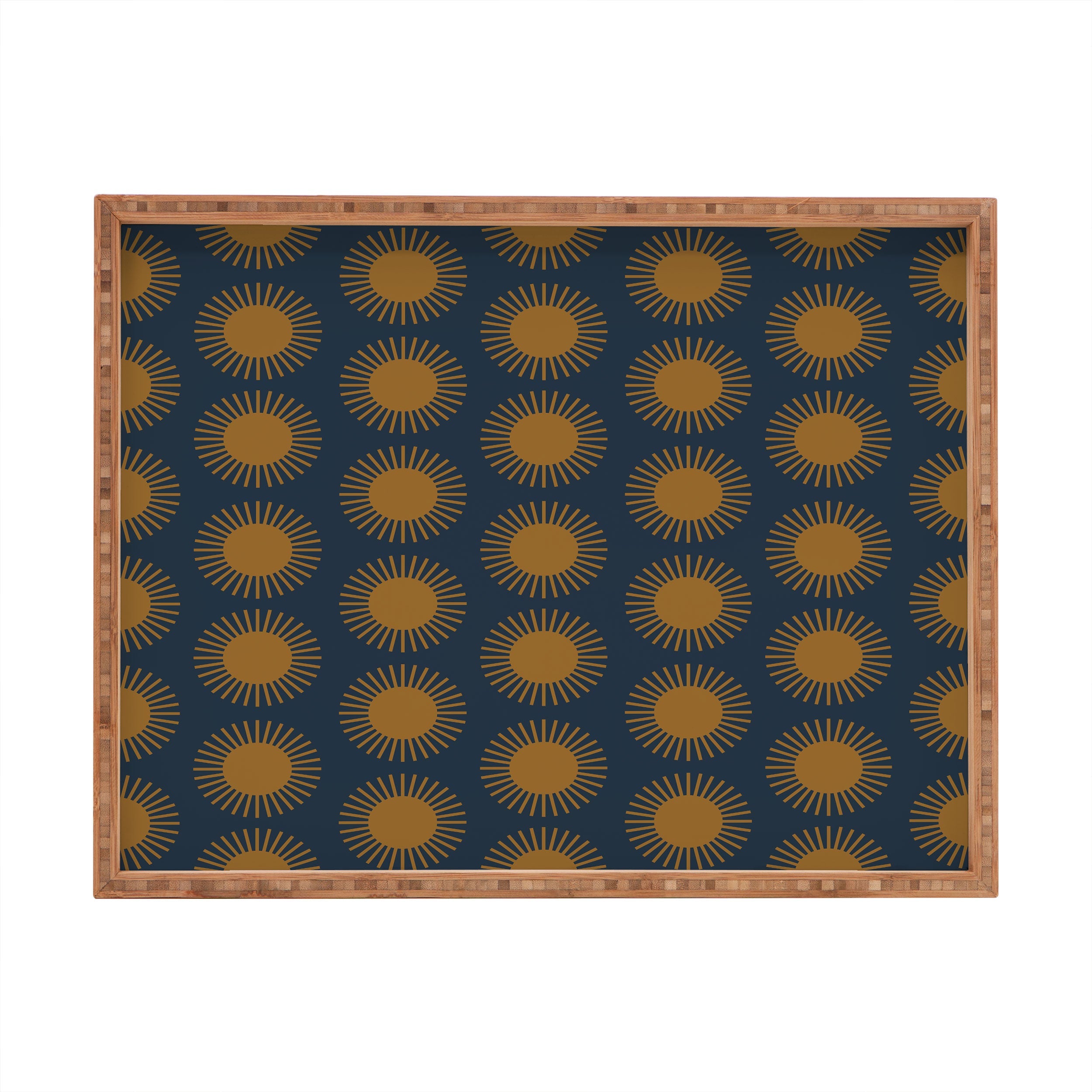 Colour Poems Cheerful Sun Pattern Navy Blue Rectangular Tray