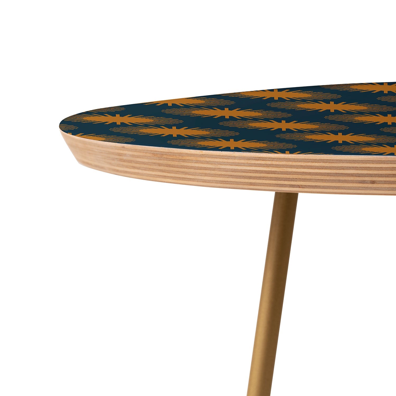 Colour Poems Cheerful Sun Pattern Navy Blue Round Side Table