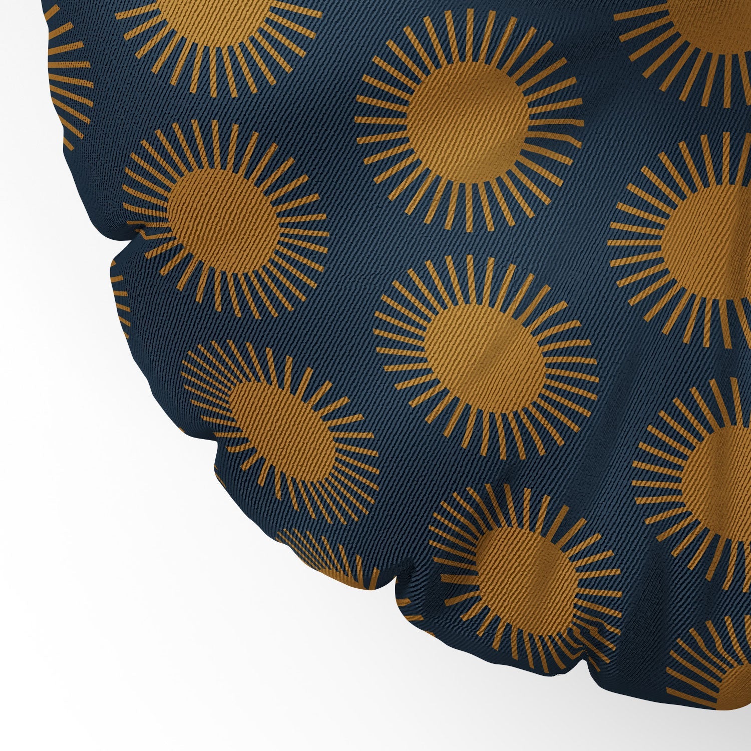 Colour Poems Cheerful Sun Pattern Navy Blue Floor Pillow Round