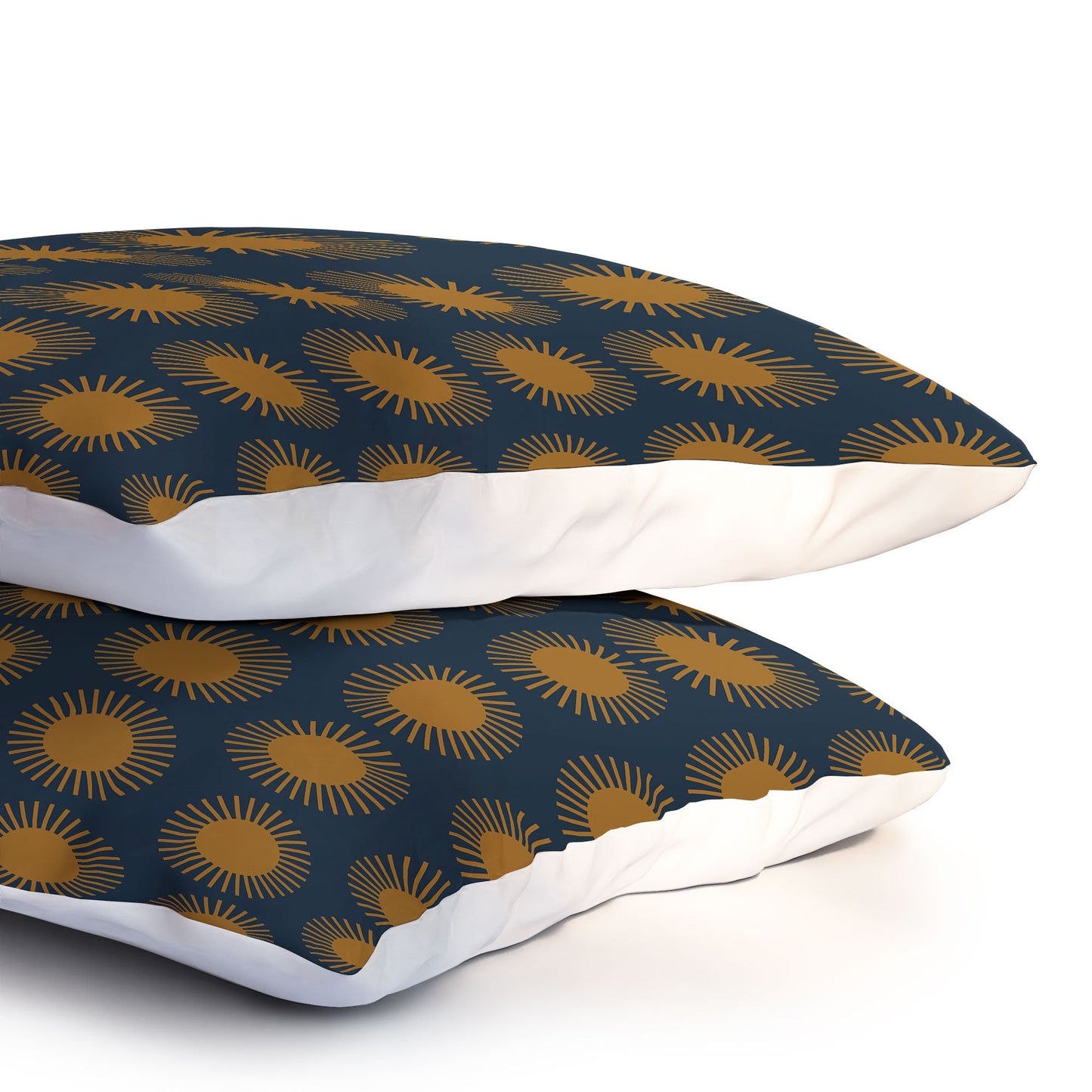 Colour Poems Cheerful Sun Pattern Navy Blue Pillow Shams
