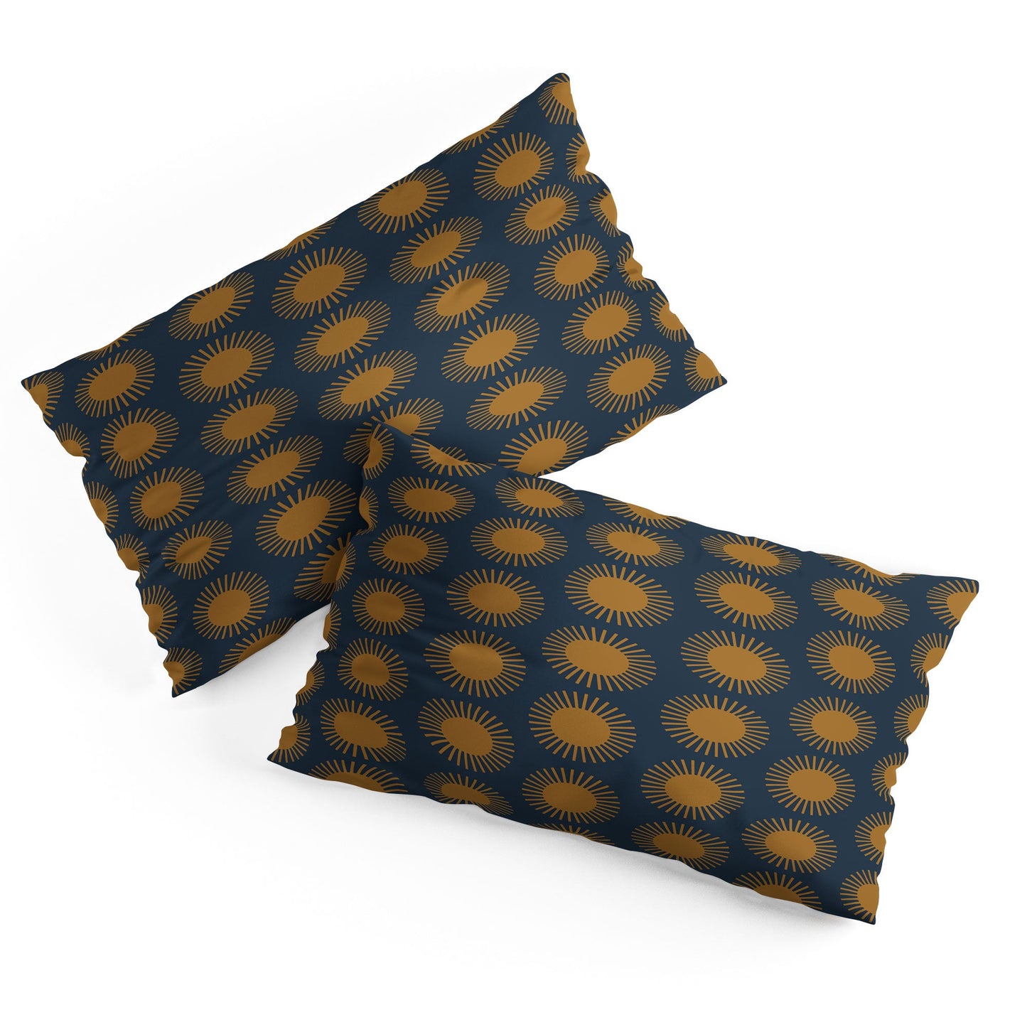 Colour Poems Cheerful Sun Pattern Navy Blue Pillow Shams