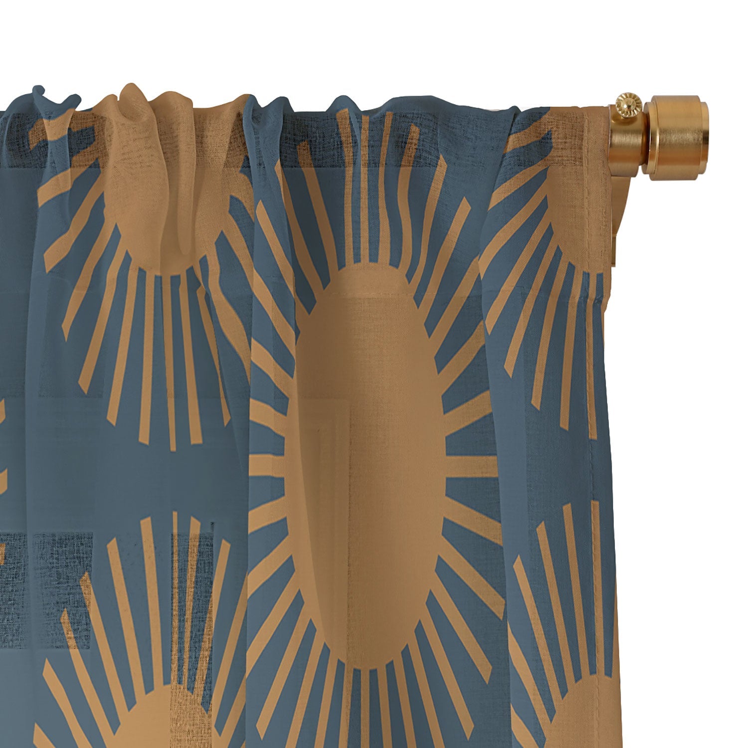 Colour Poems Cheerful Sun Pattern Navy Blue Sheer Non Repeat