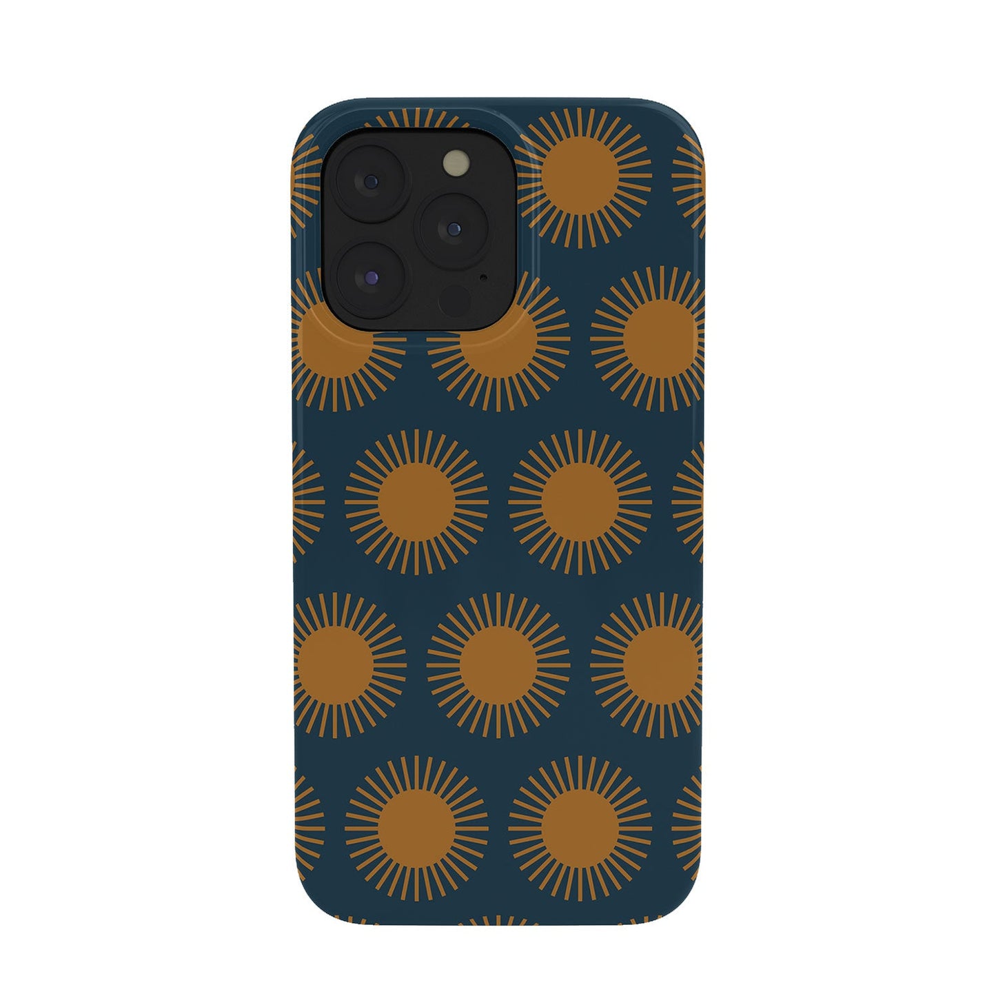 Colour Poems Cheerful Sun Pattern Navy Blue Phone Case