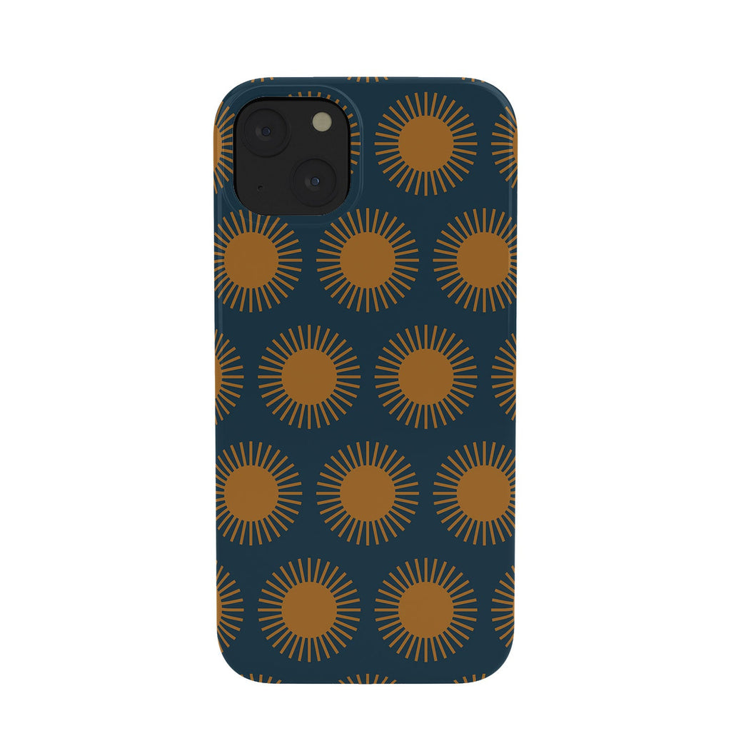Colour Poems Cheerful Sun Pattern Navy Blue Phone Case