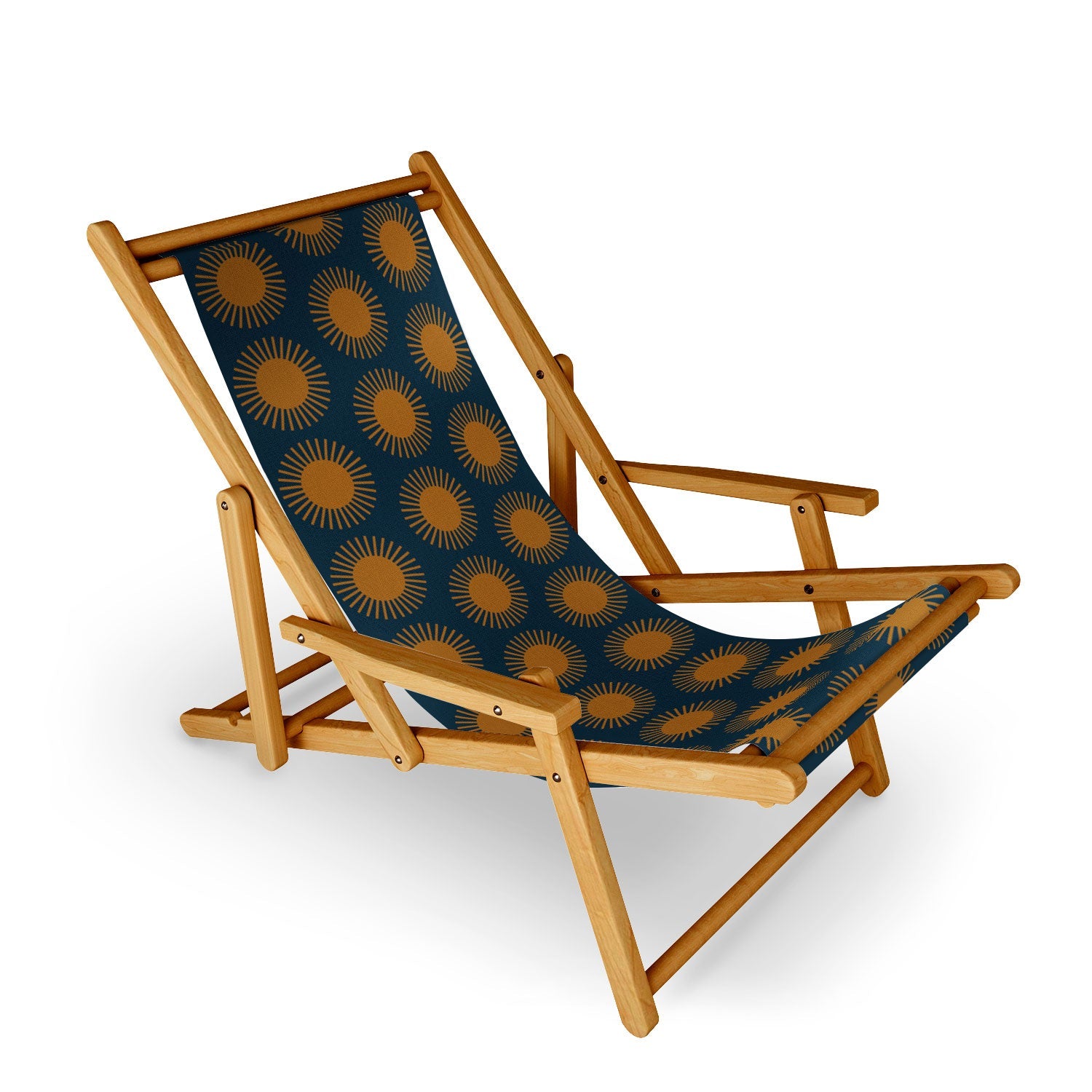Colour Poems Cheerful Sun Pattern Navy Blue Sling Chair
