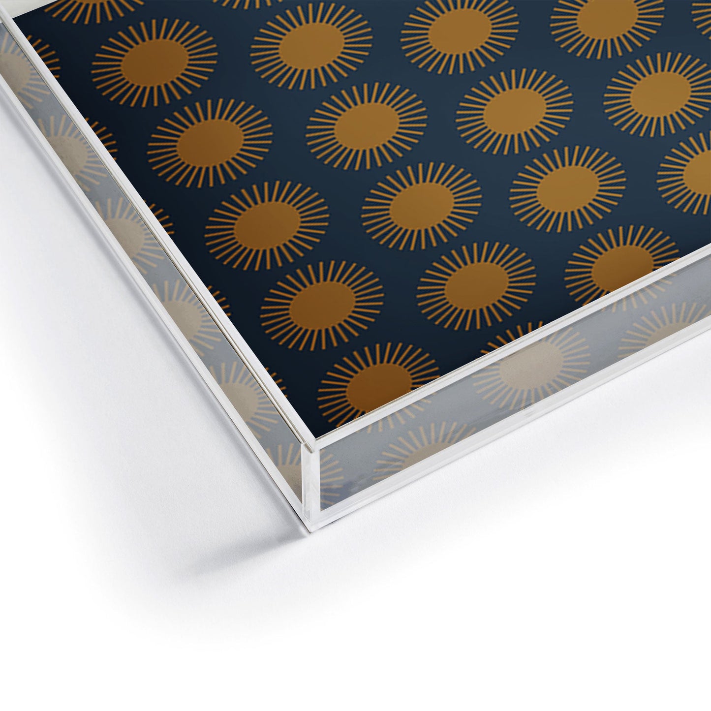 Colour Poems Cheerful Sun Pattern Navy Blue Acrylic Tray