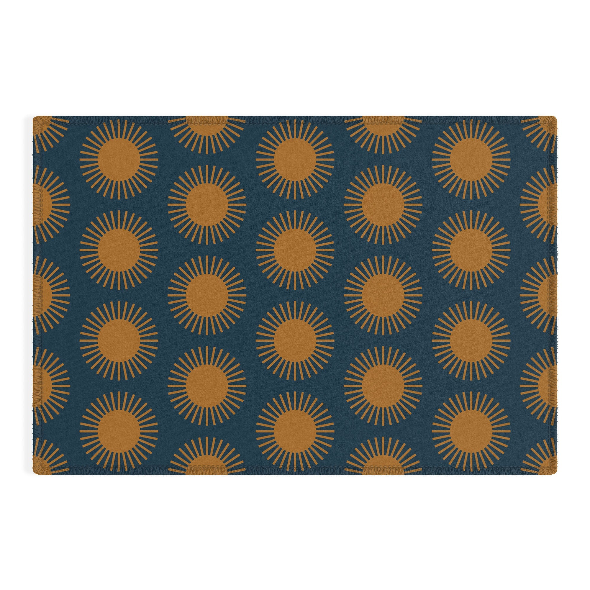 Colour Poems Cheerful Sun Pattern Navy Blue Outdoor Rug
