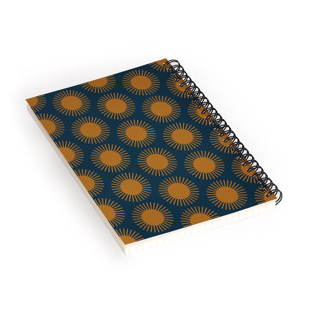 Colour Poems Cheerful Sun Pattern Navy Blue Spiral Notebook