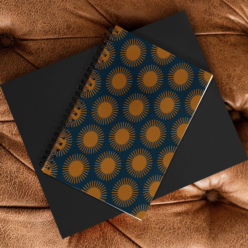 Colour Poems Cheerful Sun Pattern Navy Blue Spiral Notebook
