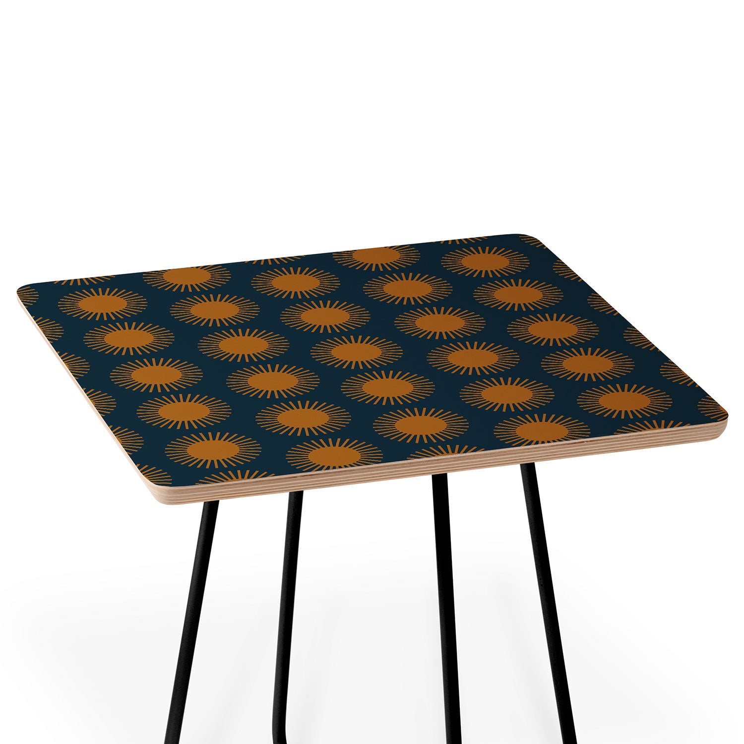 Colour Poems Cheerful Sun Pattern Navy Blue Side Table