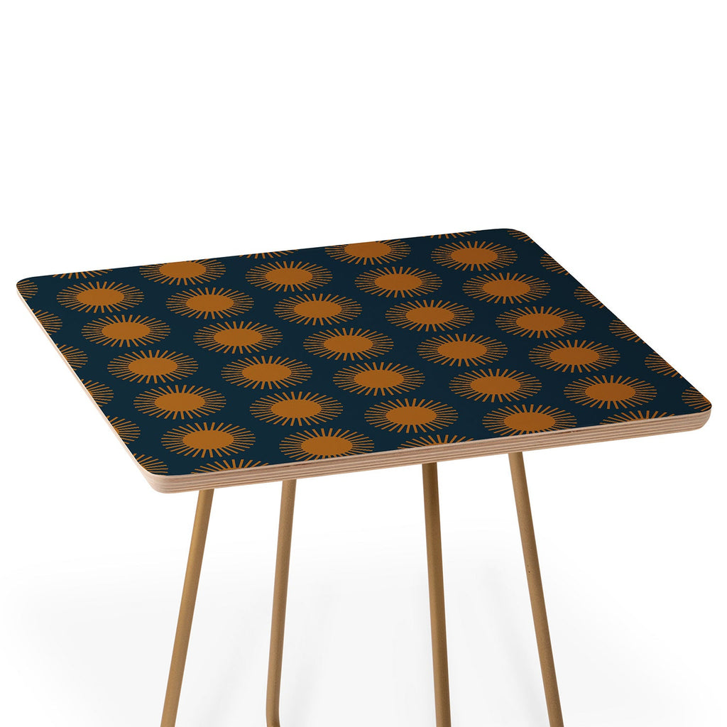 Colour Poems Cheerful Sun Pattern Navy Blue Side Table
