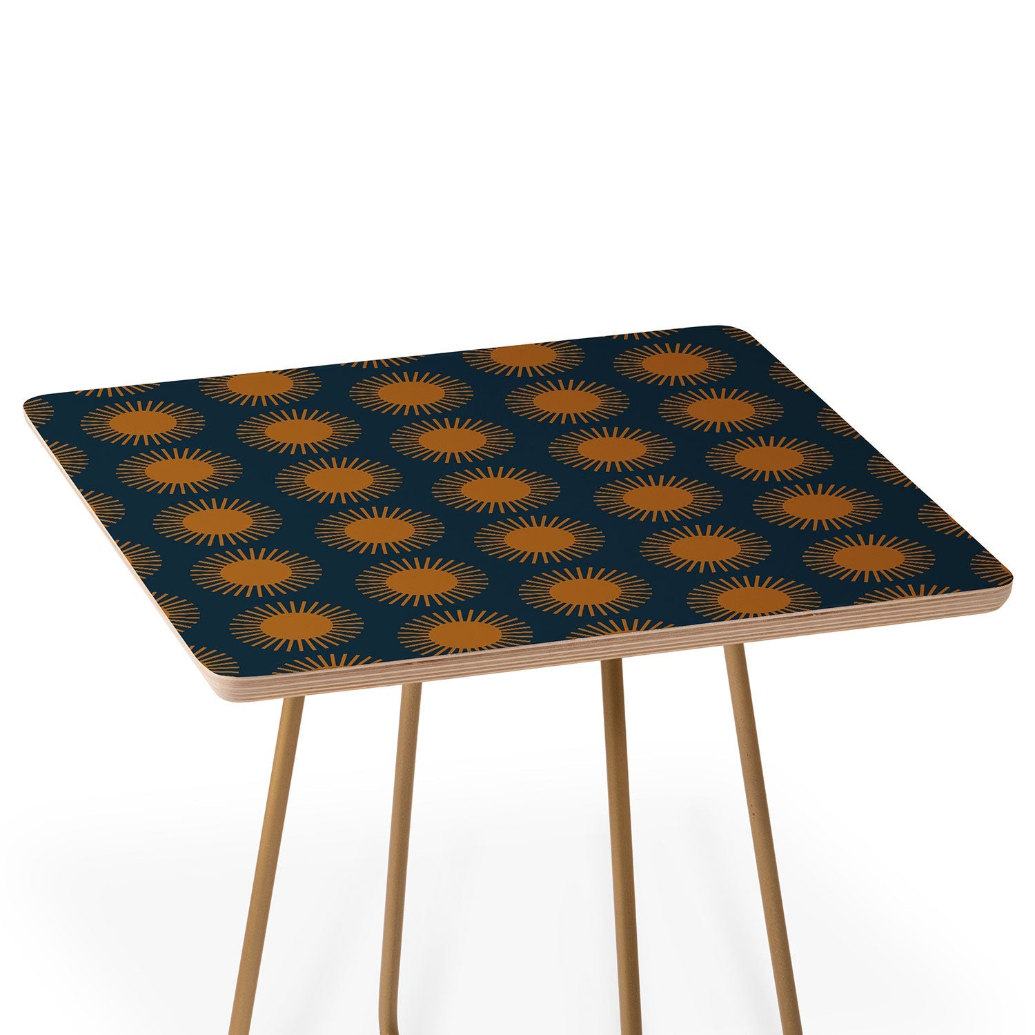 Colour Poems Cheerful Sun Pattern Navy Blue Side Table