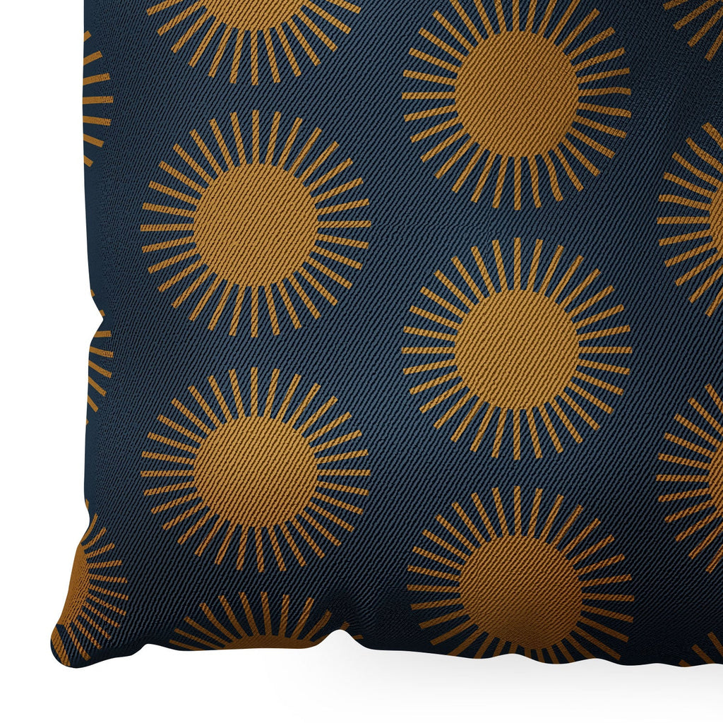 Colour Poems Cheerful Sun Pattern Navy Blue Floor Pillow Square