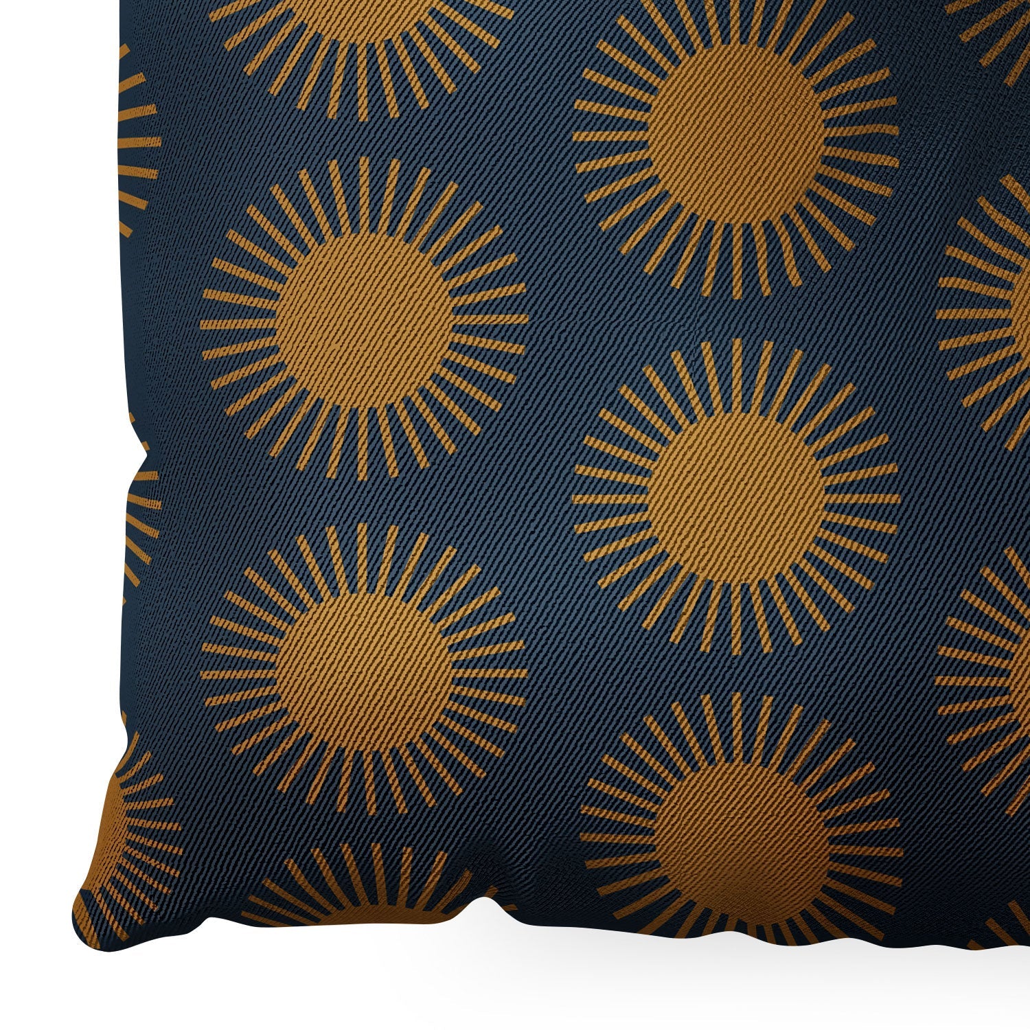 Colour Poems Cheerful Sun Pattern Navy Blue Floor Pillow Square