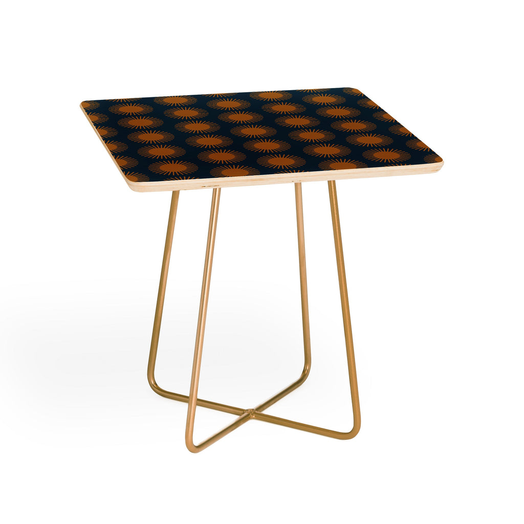 Colour Poems Cheerful Sun Pattern Navy Blue Side Table