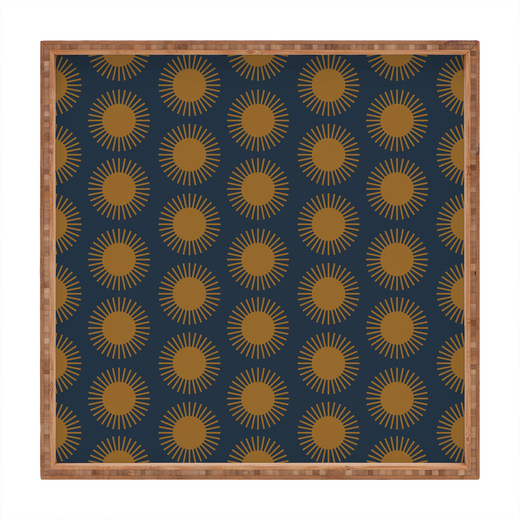 Colour Poems Cheerful Sun Pattern Navy Blue Square Tray