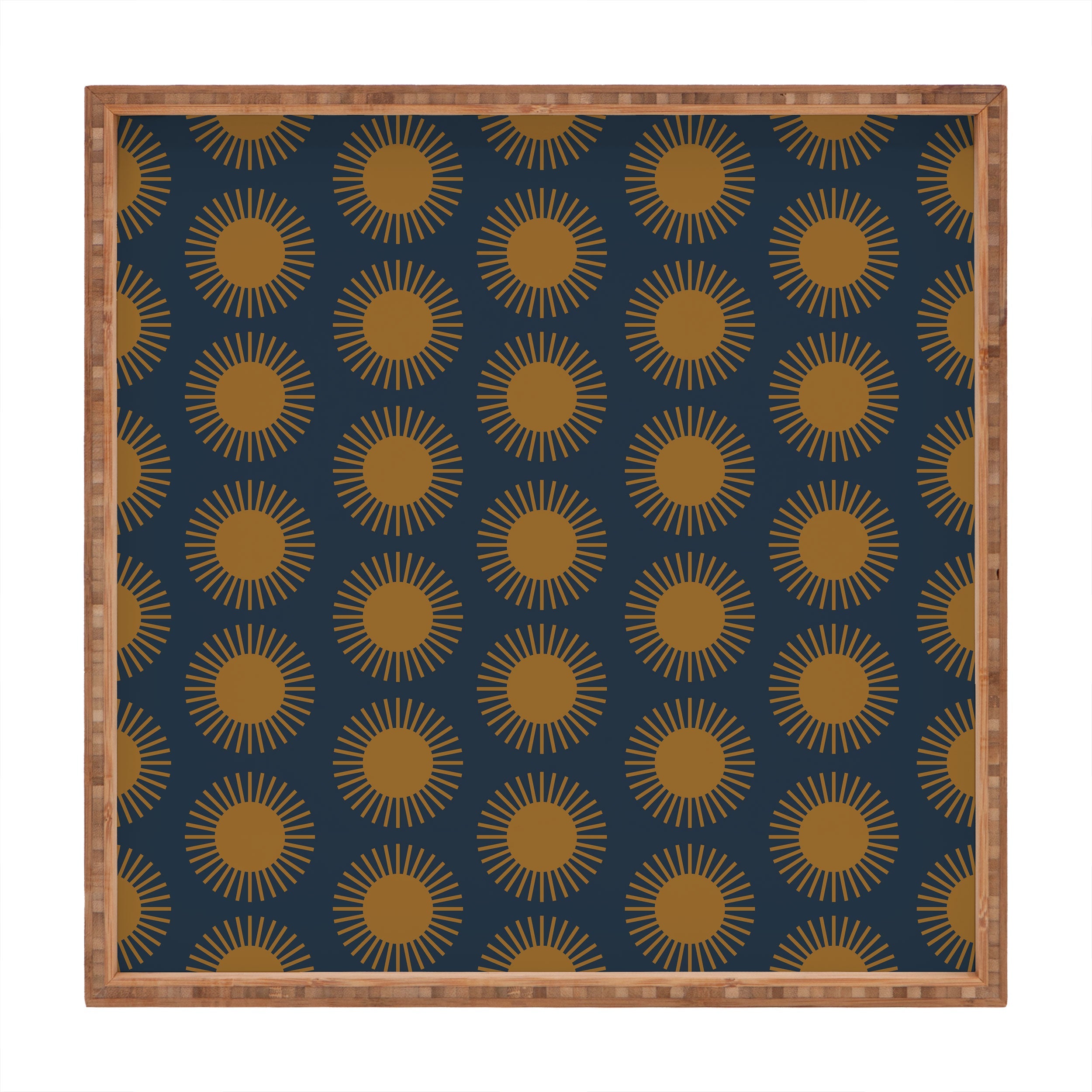 Colour Poems Cheerful Sun Pattern Navy Blue Square Tray