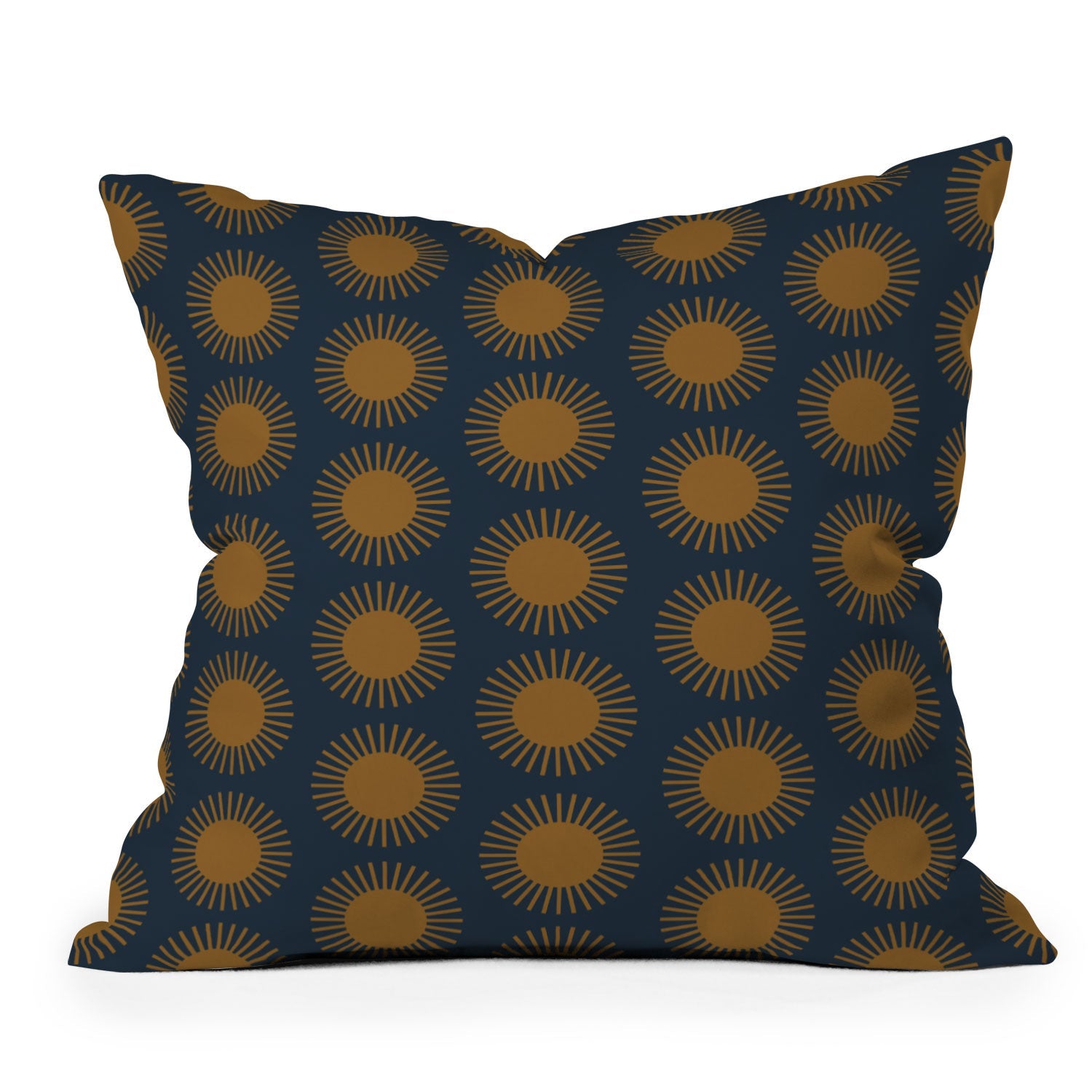 Colour Poems Cheerful Sun Pattern Navy Blue Throw Pillow