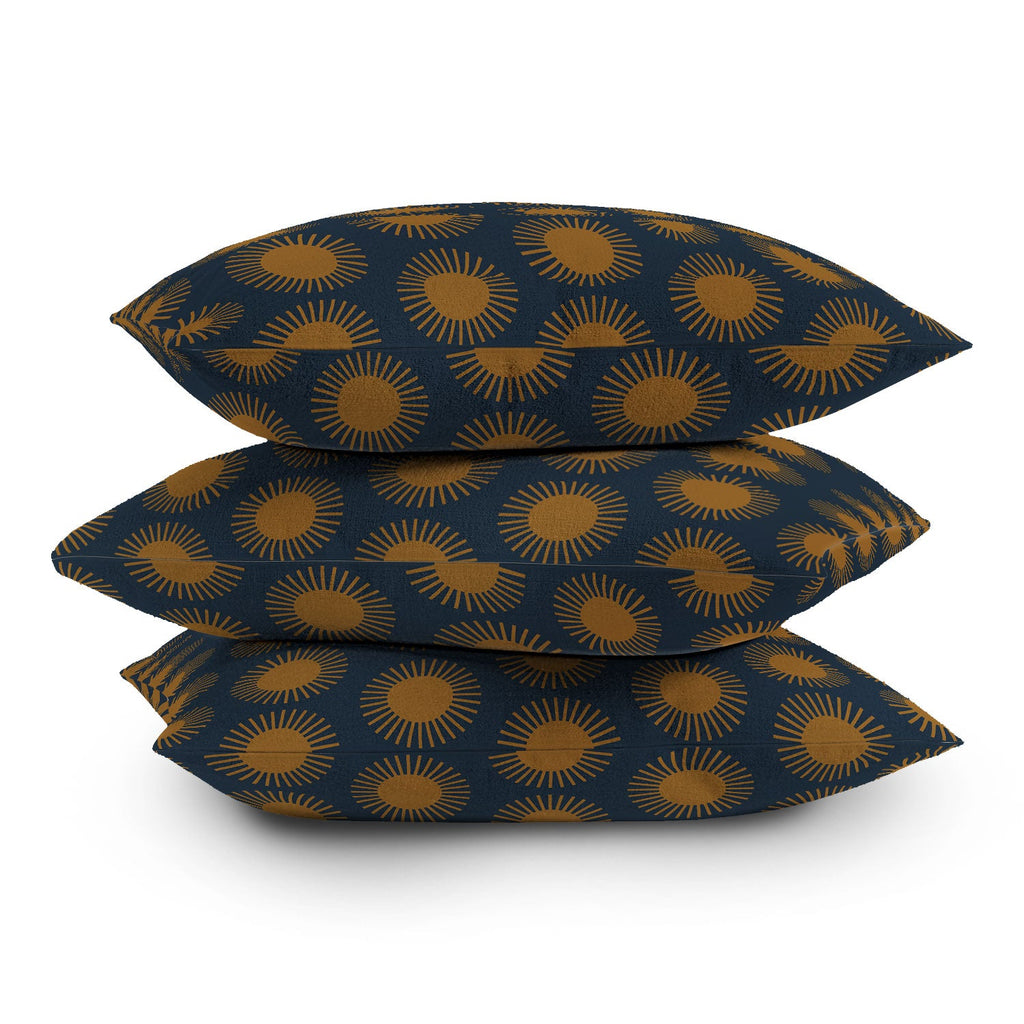 Colour Poems Cheerful Sun Pattern Navy Blue Outdoor Throw Pillow